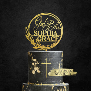 God Bless Cake Topper with Name and Date