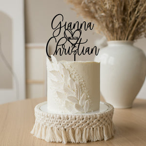 Heart and Date Cake Topper