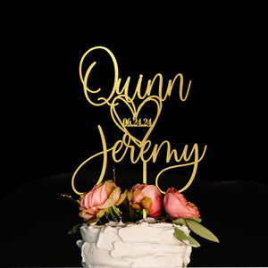 Heart and Date Cake Topper