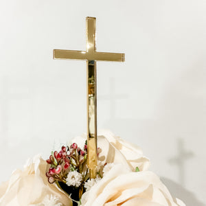 Name Charm & Cross Cake Topper