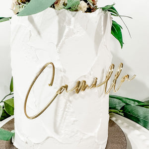Name Charm & Cross Cake Topper