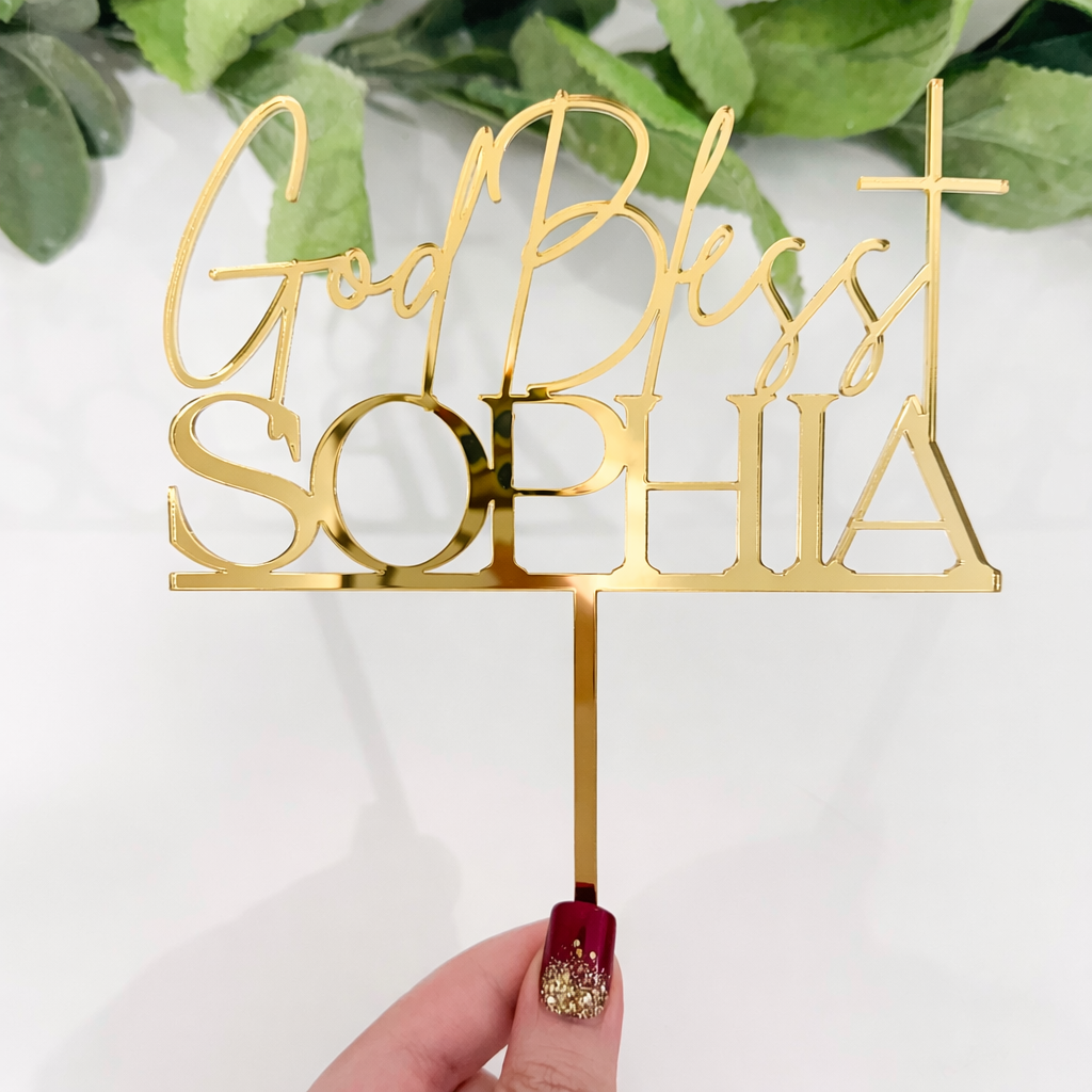 Personalized God Bless Cake Topper