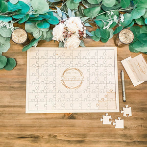 Wood Puzzle Guestbook - Boho Plants