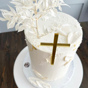 Name Charm & Cross Cake Topper