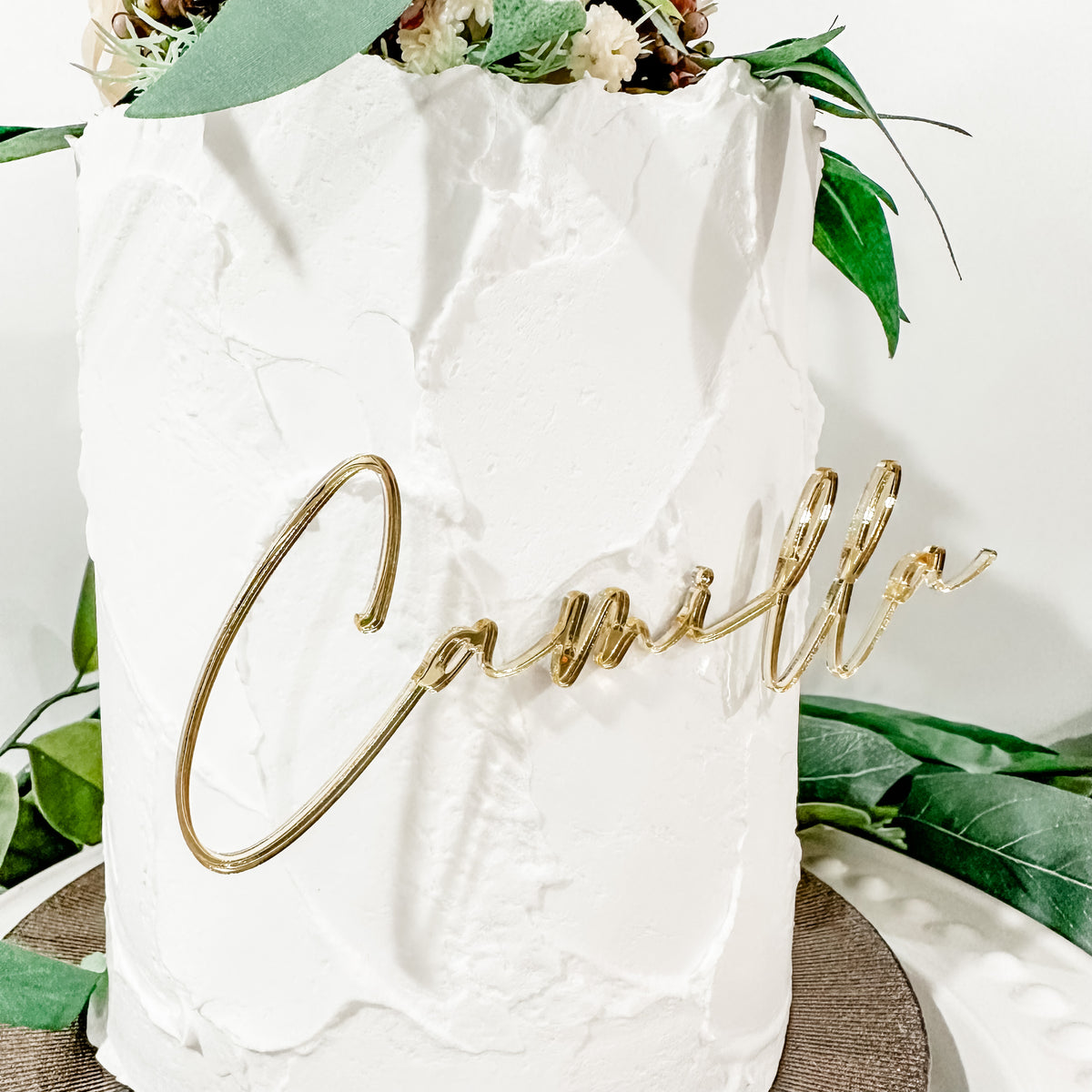 Name Charm & Cross Cake Topper