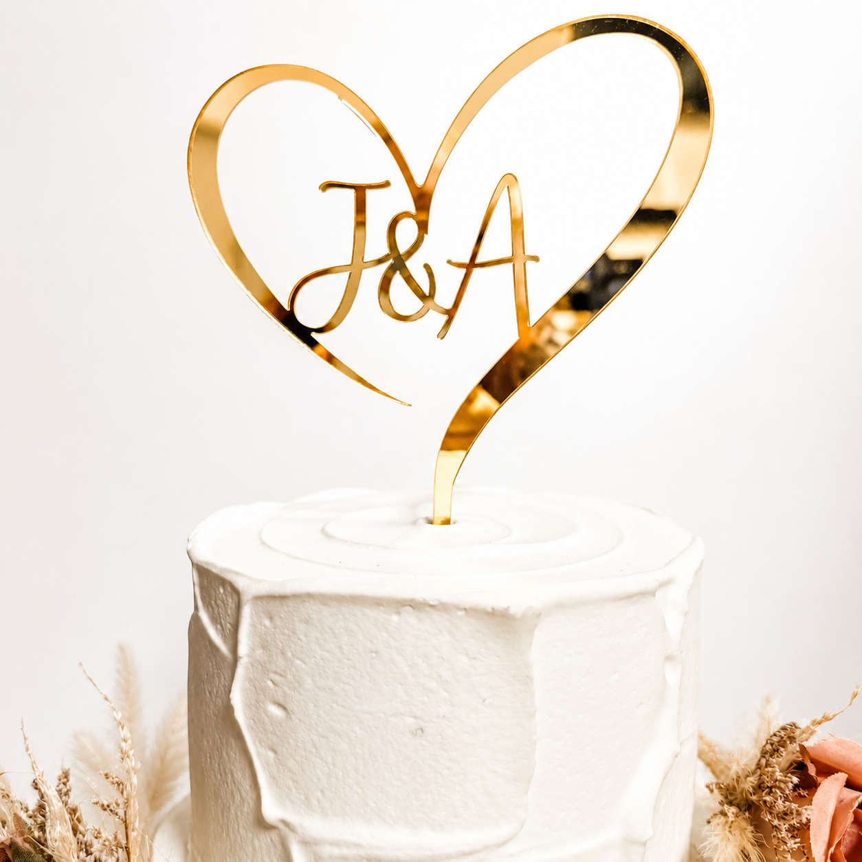 Heart Initials Cake Topper