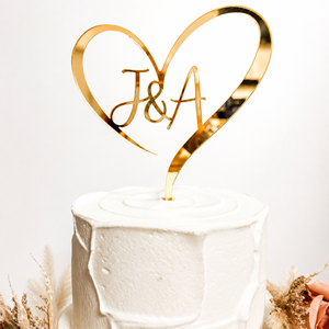 Heart Initials Cake Topper