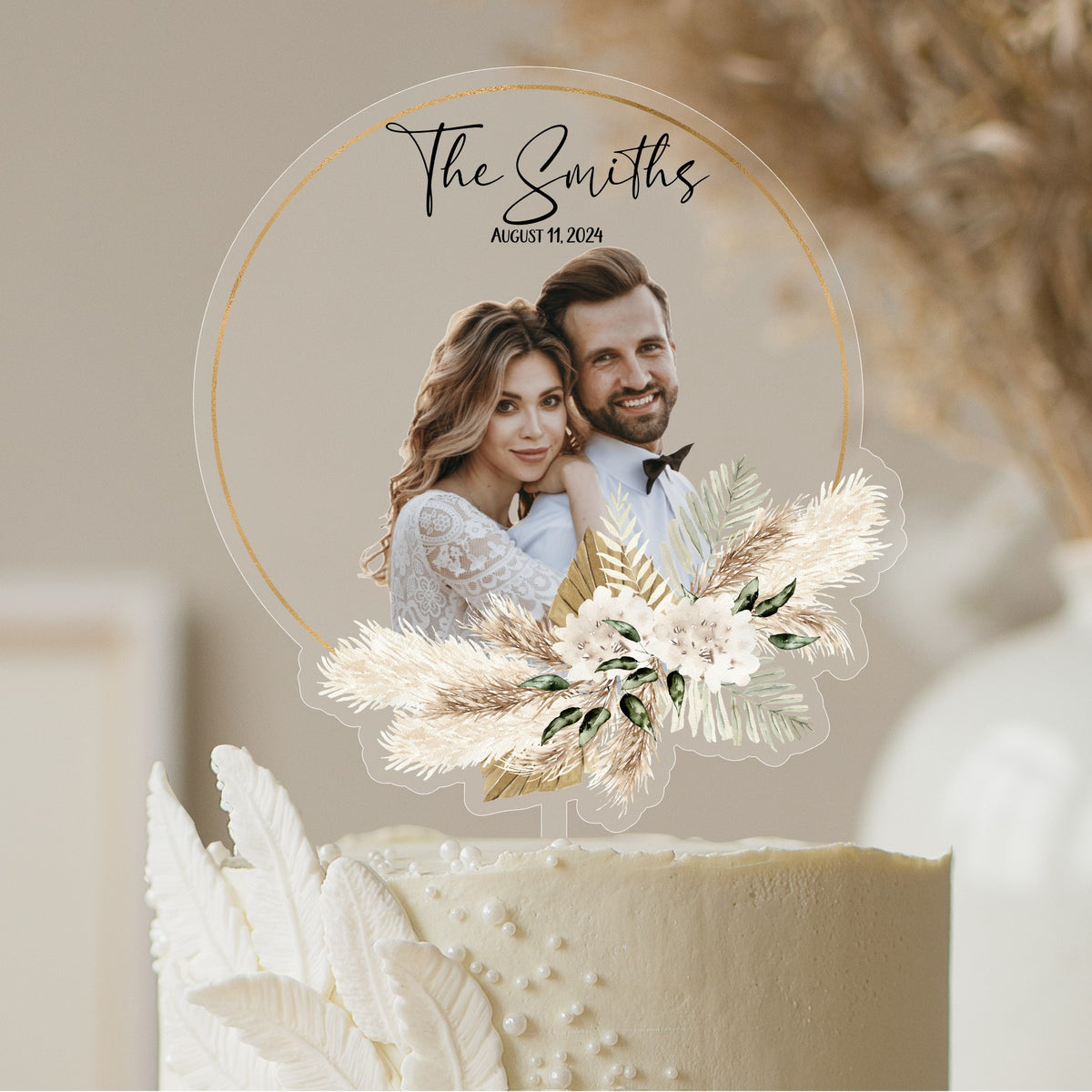 Up Topper Photo Photo Cake Topper - Knotted Sage