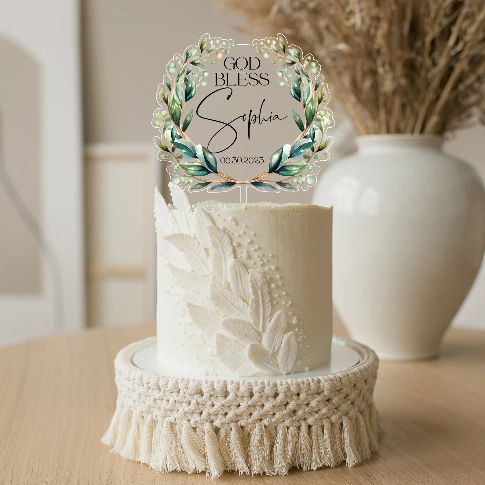 God Bless Wreath Cake Topper